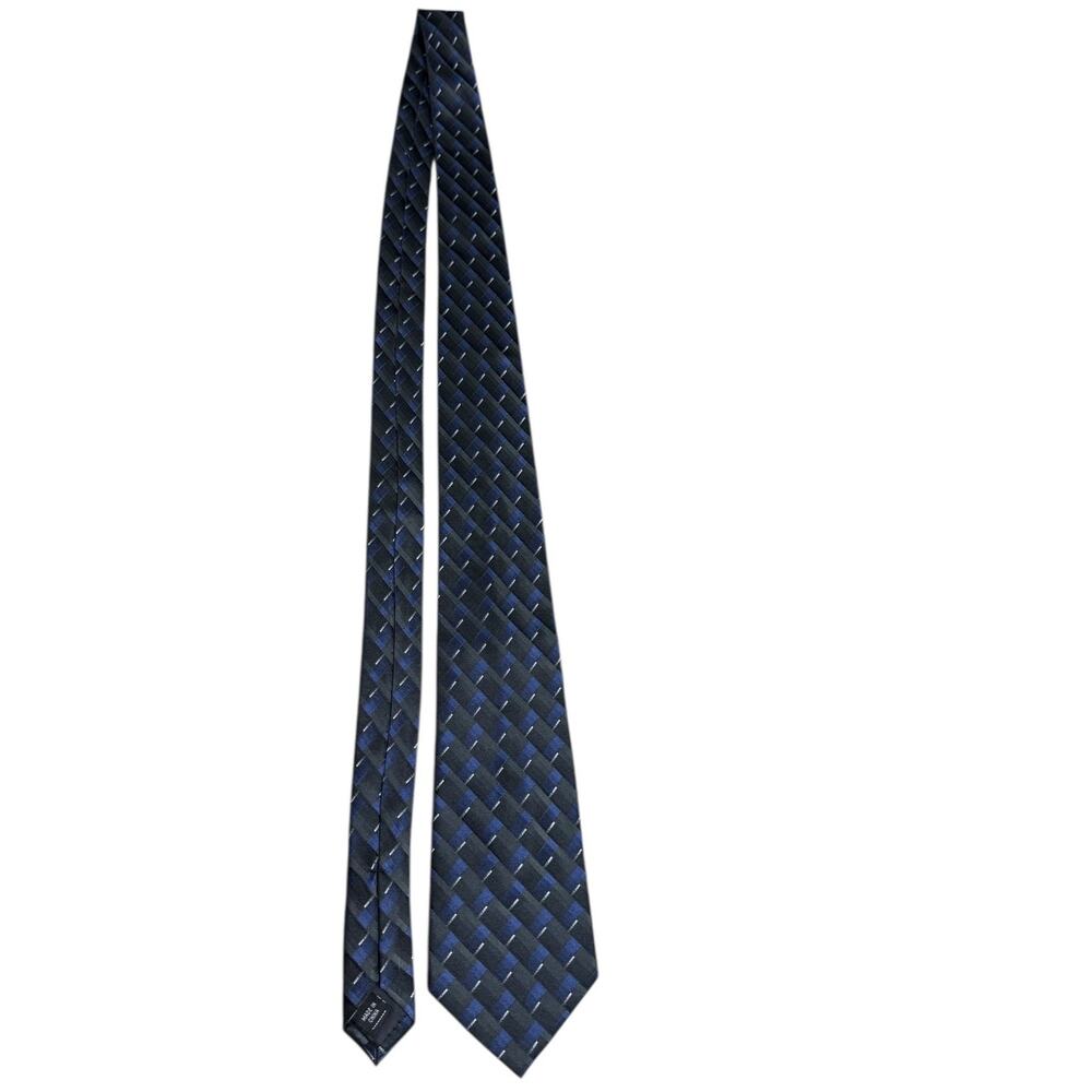 Joseph & Feiss Silk Tie Geometric Check Pattern Classic Width Mens Necktie 61”